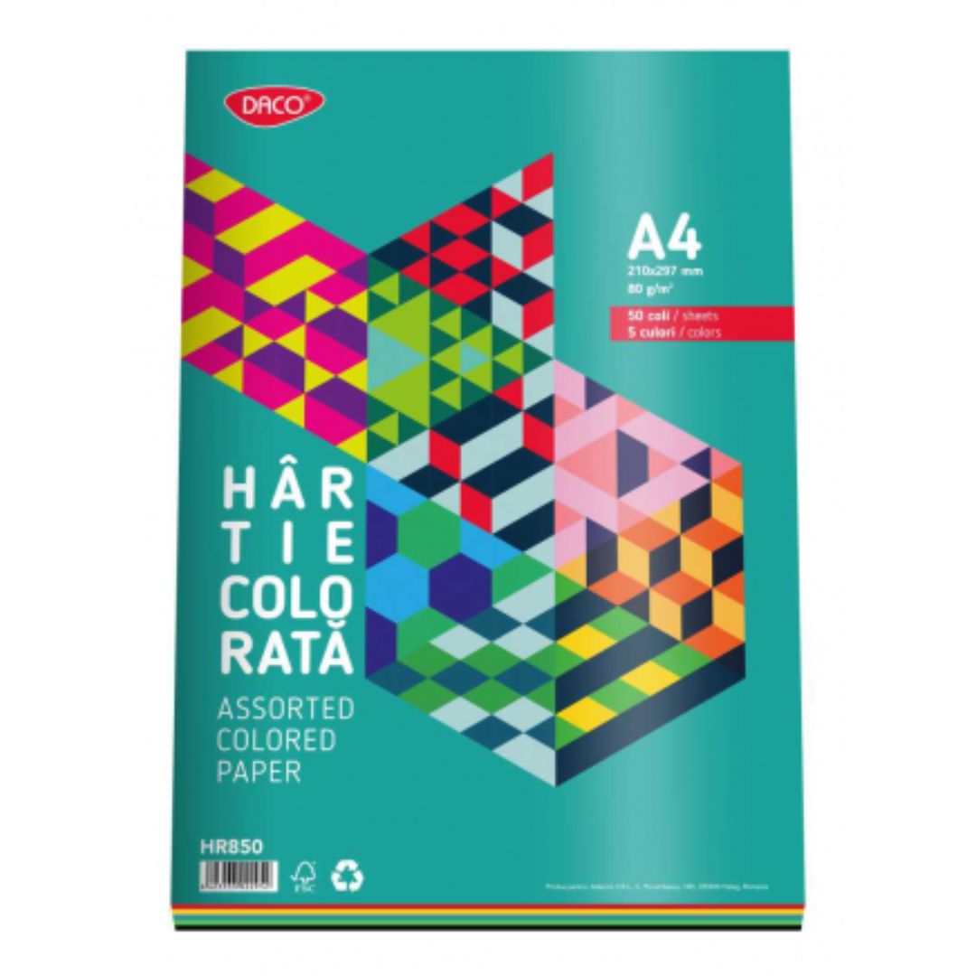 A4 Daco Colored Paper 80g Assorted Colours 50 Sheets