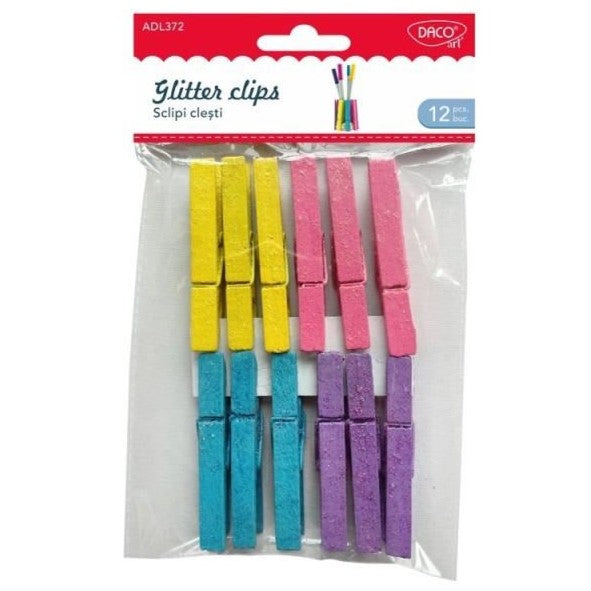 Daco Glitter Wooden Pegs 7.2cm x12pcs