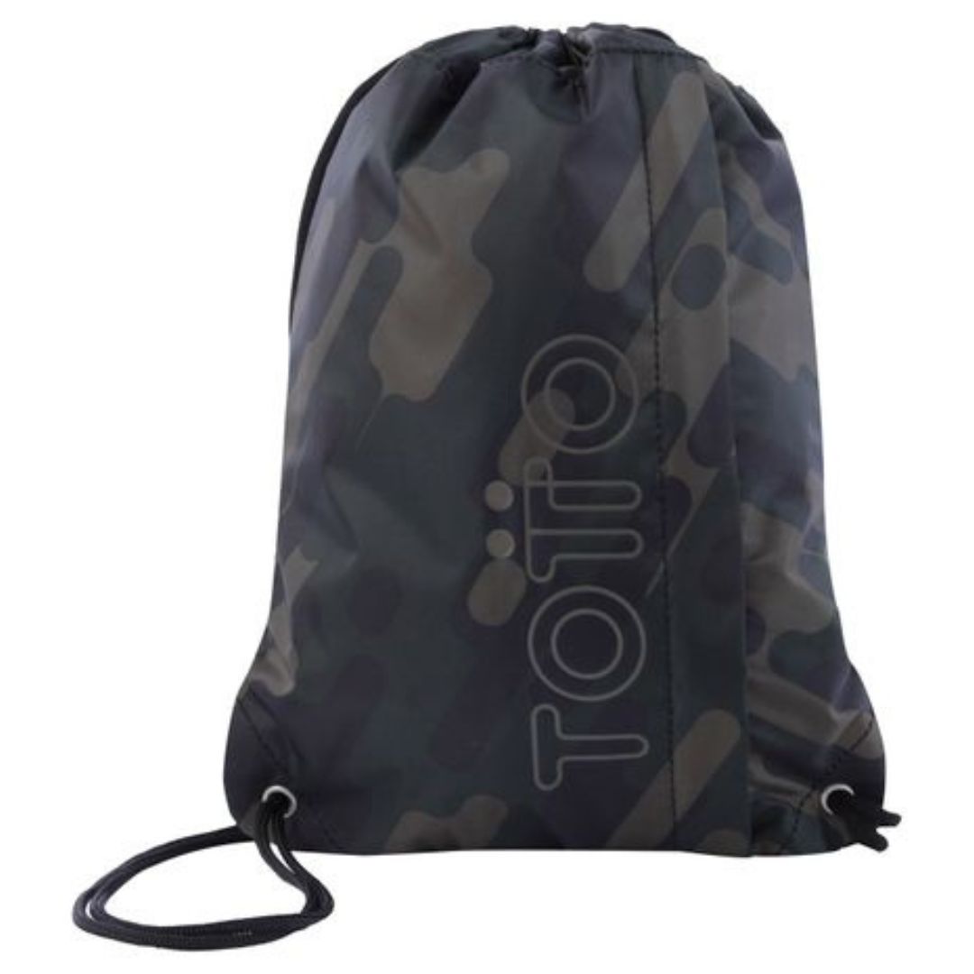 Totto Curvi Eco-Friendly String Sports Backpack -  Green Camouflage