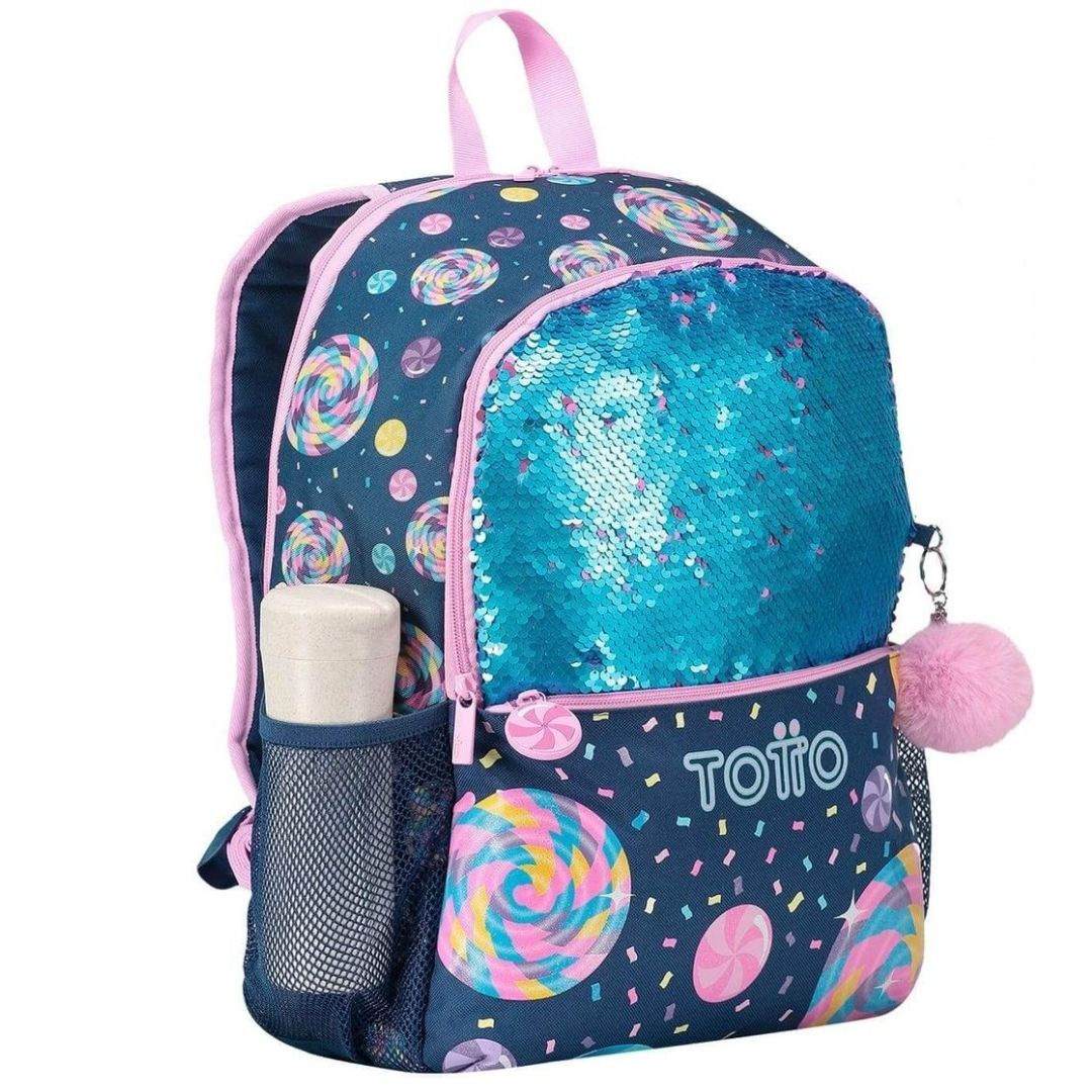 Totto Sweet Candy School Backpack - Navy Blue/Pink