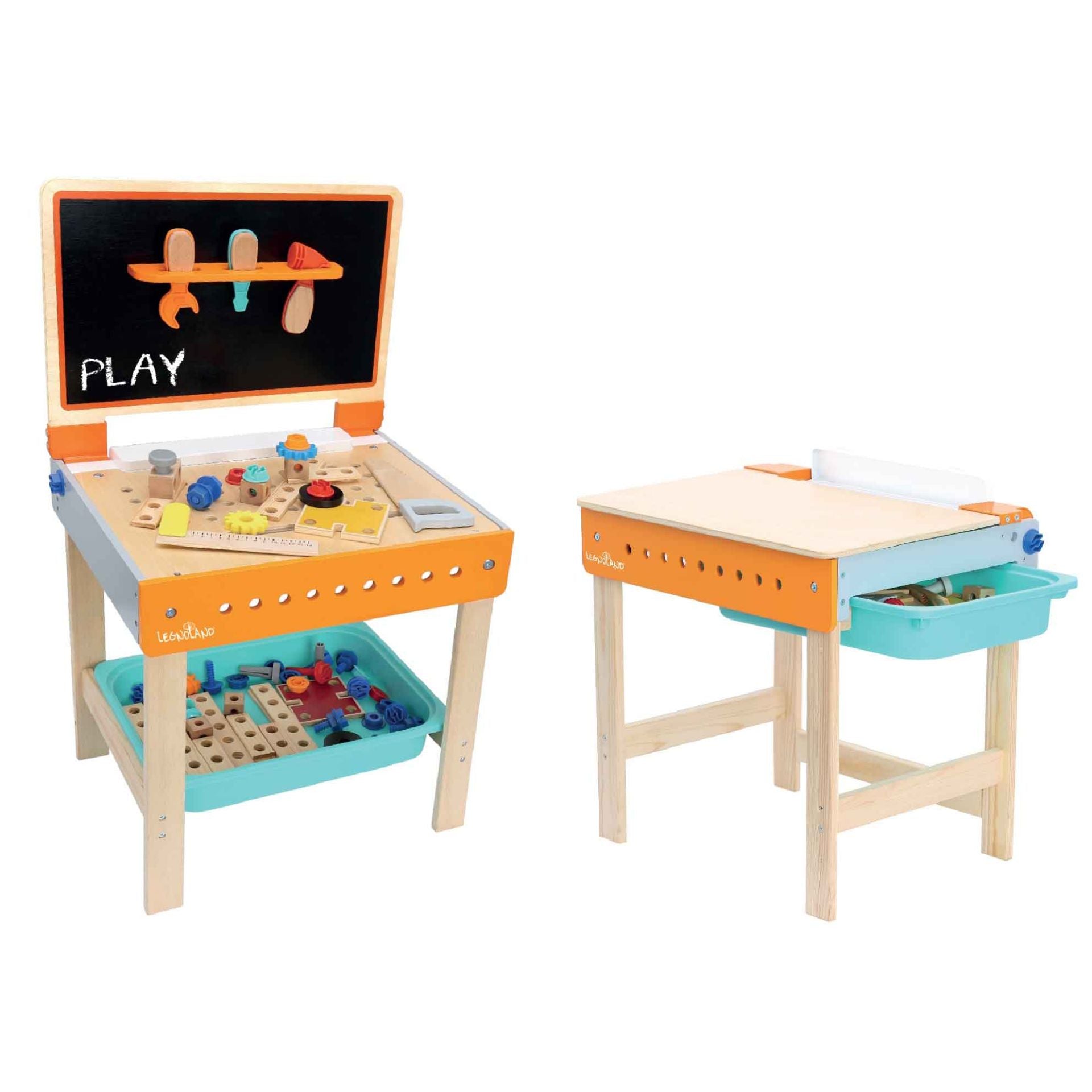 Wooden Workbench & Table - 2 in 1, 53Pcs