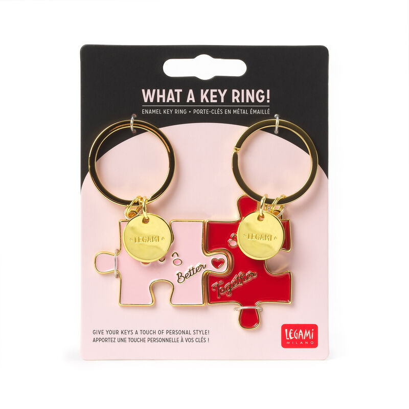 Legami Enameled metal keychain - What a Key Ring! - Love Puzzle