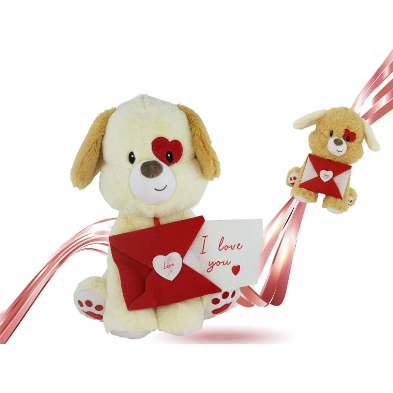 Valentine's Dog with Envelope 30cm - White