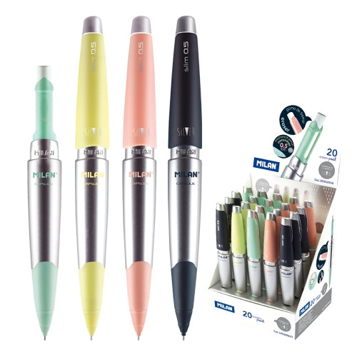 Milan Capsule Slim Silver Mechanical Pencils 0.5 mm - Various Colours