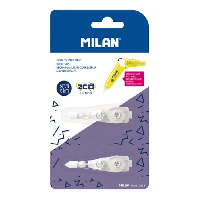 Milan Blister pack x2 Acid pusher correction tape refills (5mm x 6m)