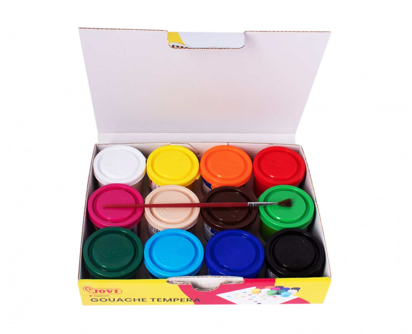 Jovi Gouache Tempera - 12 Jars x 35 ml - Assorted Colours + Brush