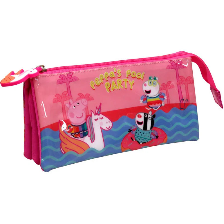 Peppa Pig Pouch Pool Party pencil case 1 zip, 2 bags