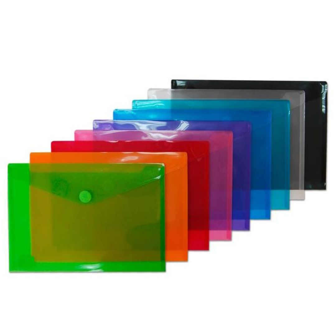 A4 Plastic Envelope Velcro Closure - Assorted Colours x1pc