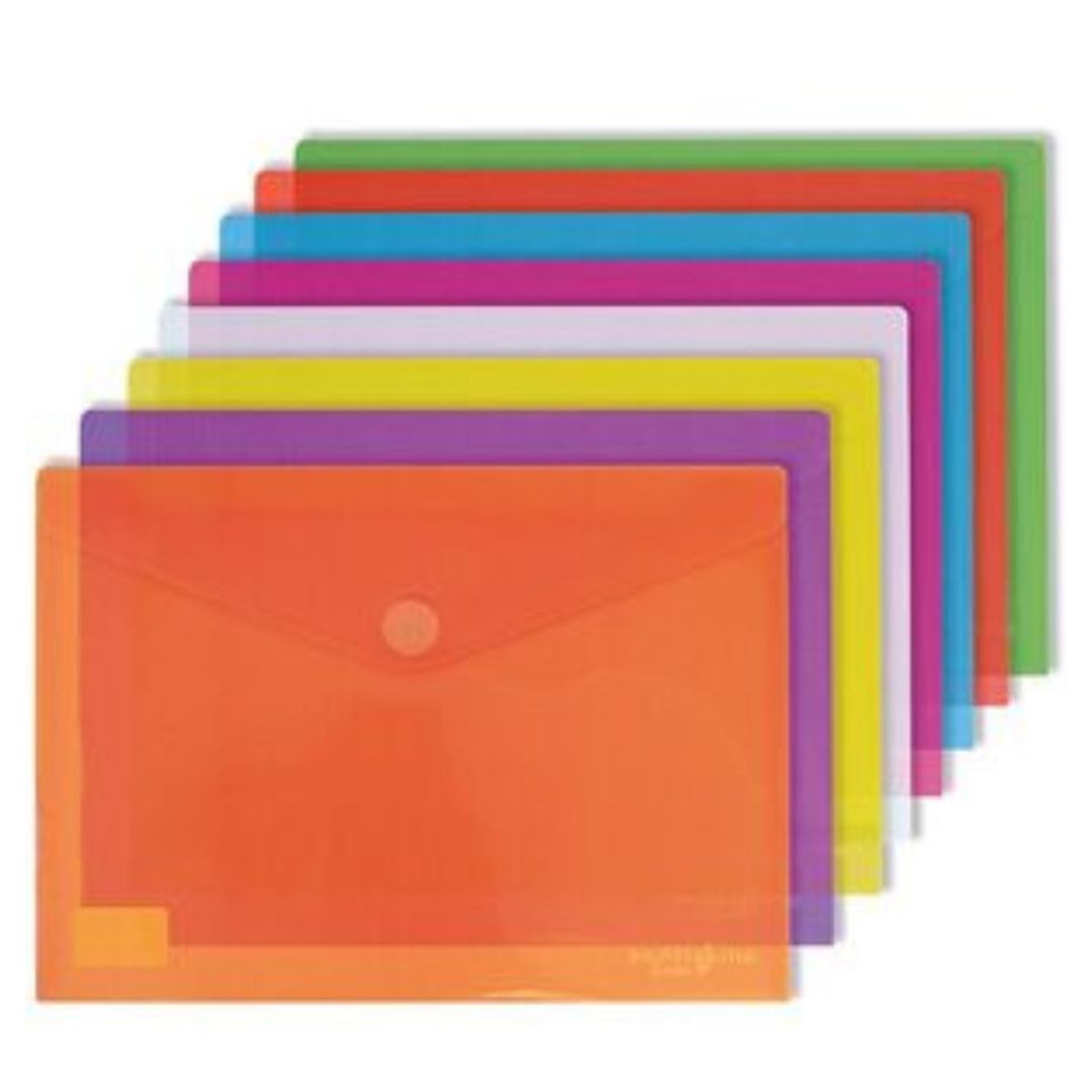 A5 Plastic Envelope Velcro Closure office Box - Assorted Colours x1pc