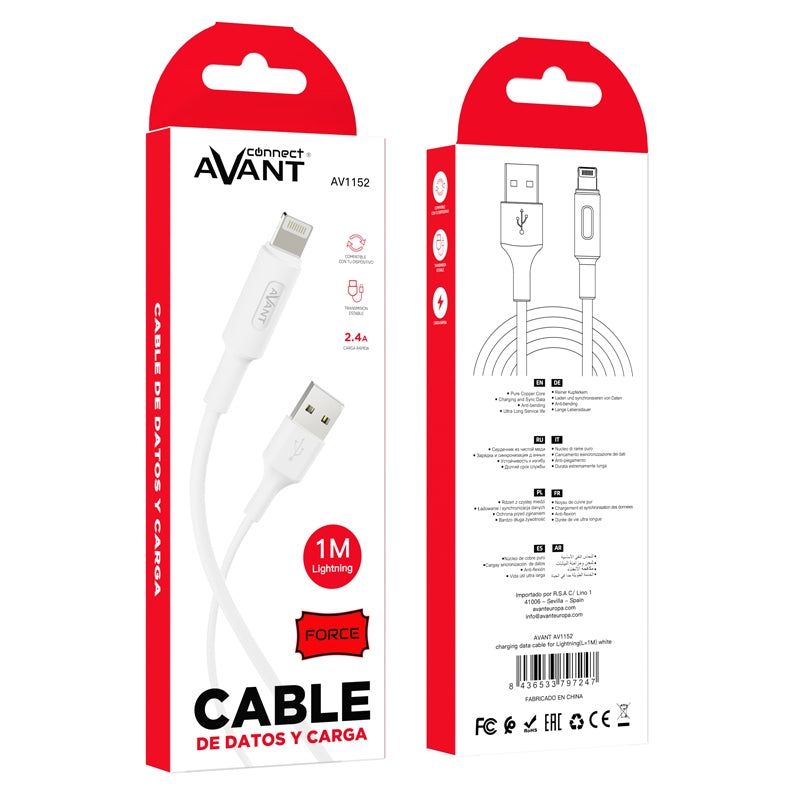 Avant Connect: USB to Lightning Cable 2.4A, 1 Metre