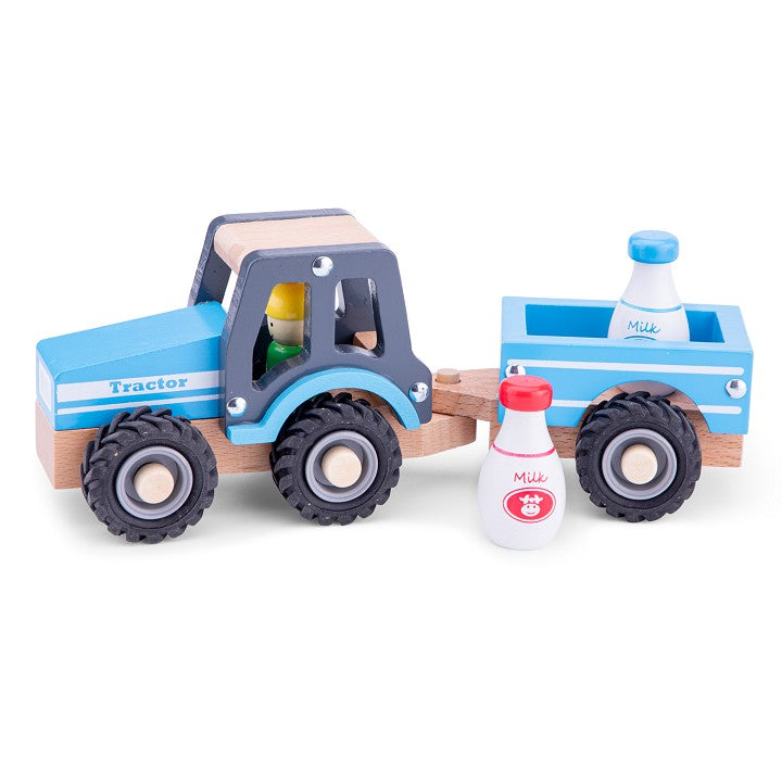 New Classic Toys Tractor with Trailer - Milk Bottles