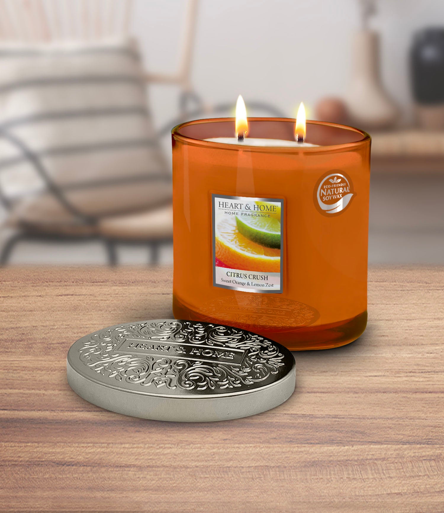H&H Citrus Crush Two Wick Ellipse Candle