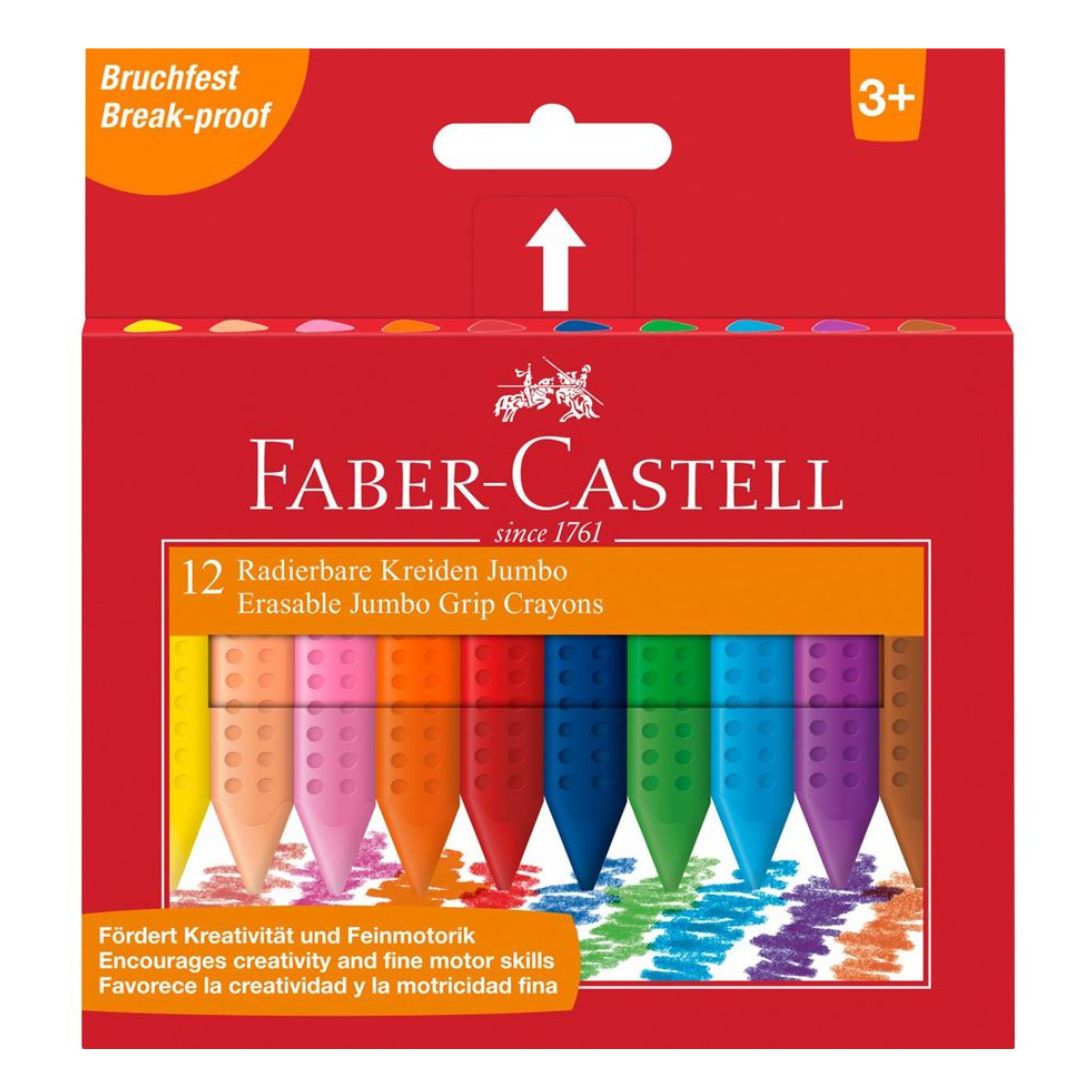 Faber Castell Jumbo Grip Crayon Erasable Triangular 12