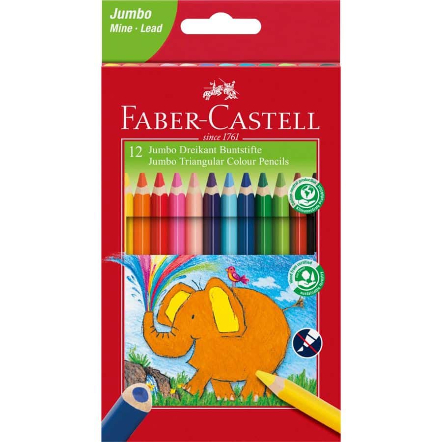 Faber-Castell - Jumbo Triangular Colour Pencils x12