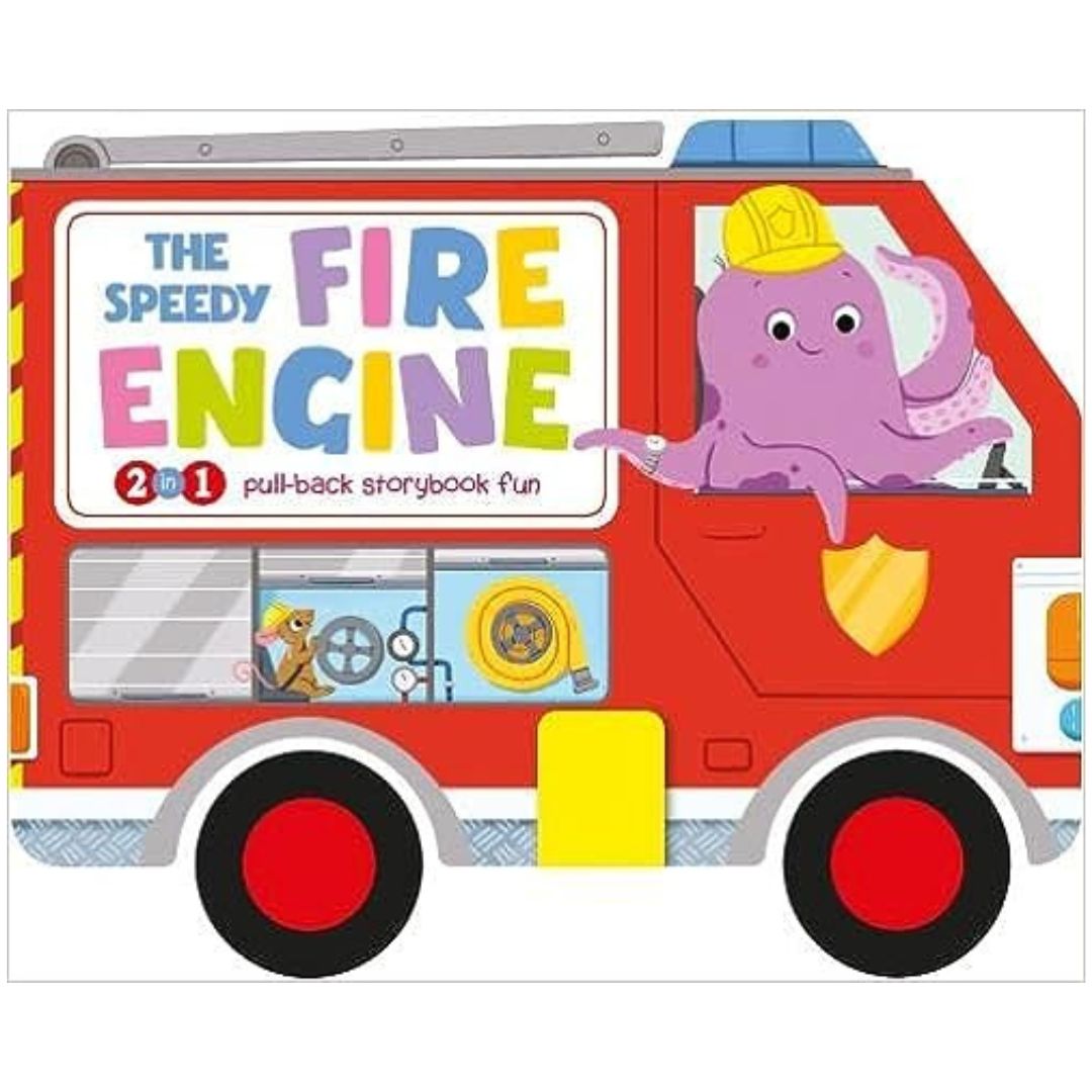 2 in 1 Pull Back Storybook  - Various Stories - Rescue Truck