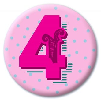 Number Badge - 4 Pink