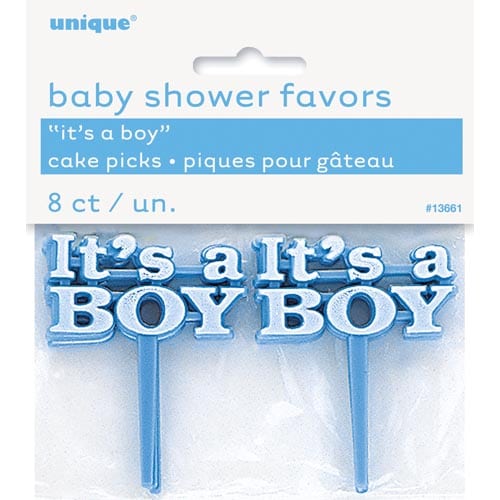 Unique Cake Picks x8pcs - It's a Boy!