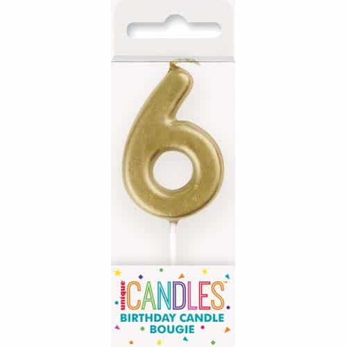 Unique Gold Number Candles - 6