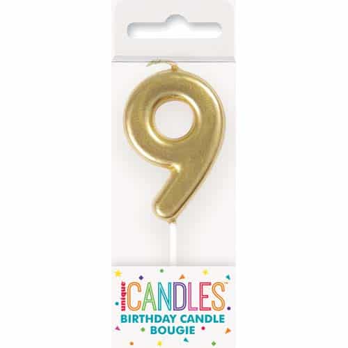 Unique Gold Number Candles - 9