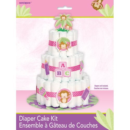 Unique Pink Monkey Diaper Cake Kit x25pcs