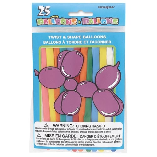 Unique Twist & Shape Balloons x25 - Assorted Colours