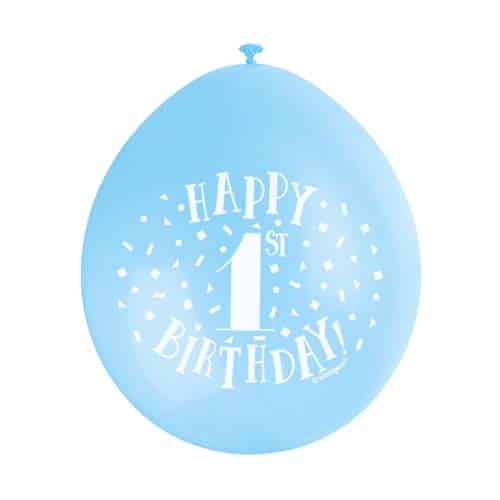 Unique 9" Latex Balloons x10 - 1st Birthday