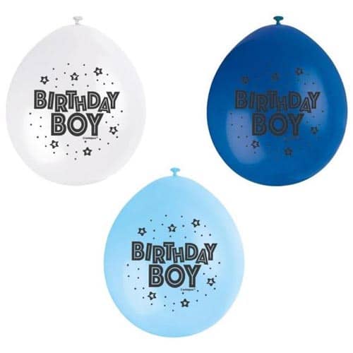 Unique 9" Latex Balloons x10 - 'Birthday Boy'