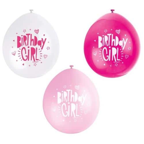 Unique 9" Latex Balloons x10 - Birthday Girl