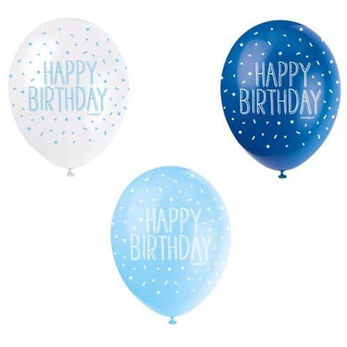 Unique 12" Pearlized Latex Balloons x5 - Happy Birthday