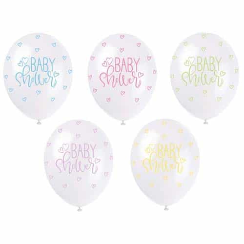 Unique 12" Latex Balloons x5 - Baby Shower