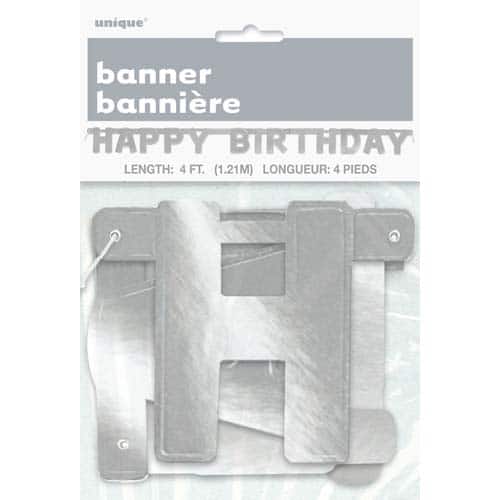 Unique Silver Deluxe Jointed Banner - Happy Birthday