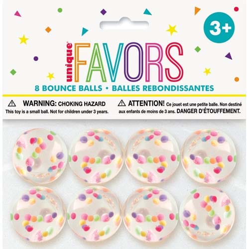 Unique Confetti Filled Bounce Balls x8pcs