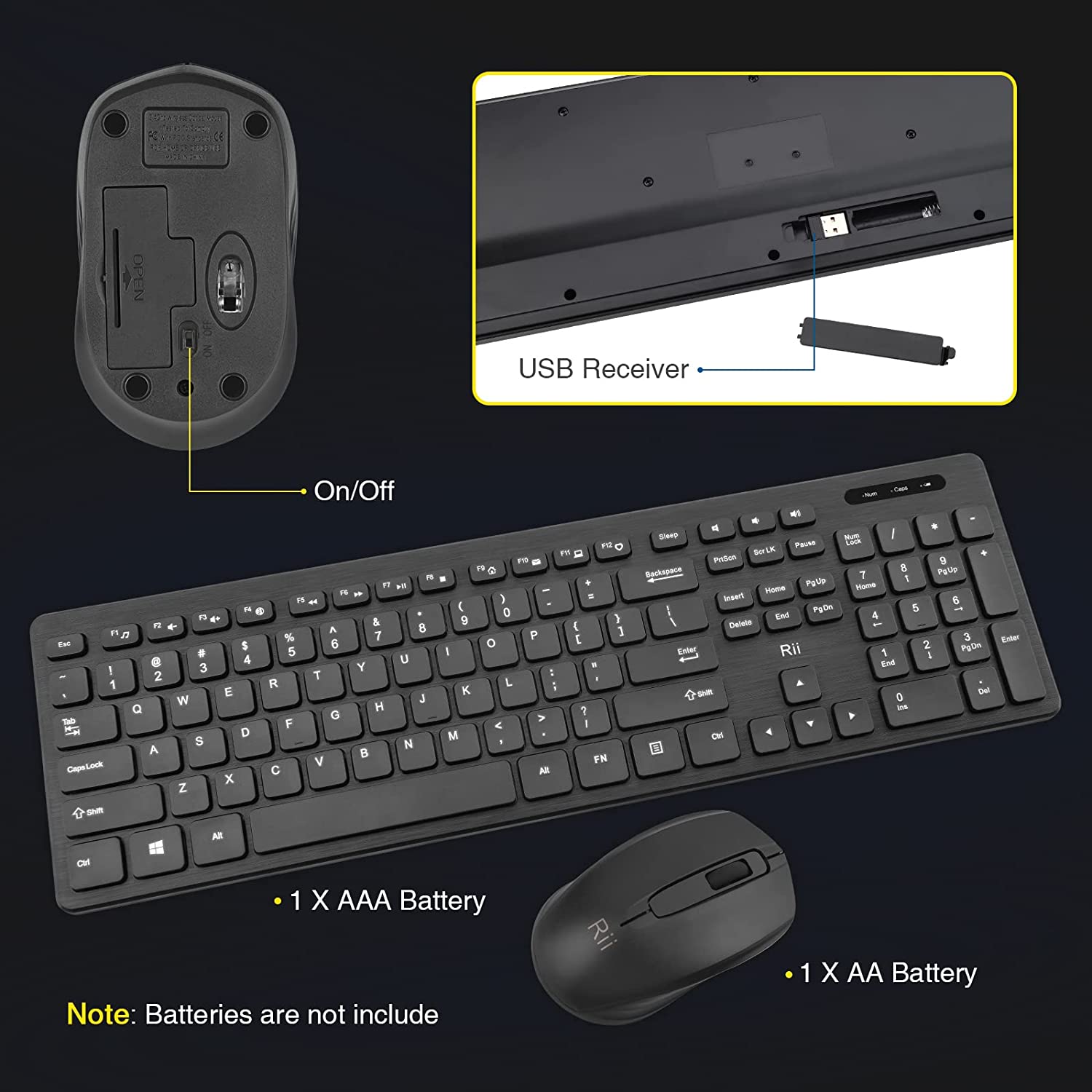 Rii RK200 Wireless Keyboard and Mouse Combo