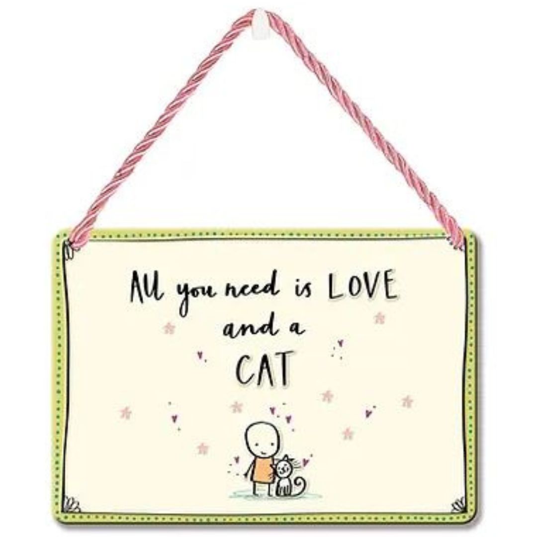 all you need is love and a cat plaque gift