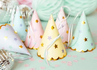 PartyDeco Pastel Star Luxury Party Hats x6