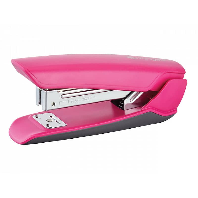 Kangaro Combo Set - Metal Stapler + 2 -Hole Punch, Hot Pink