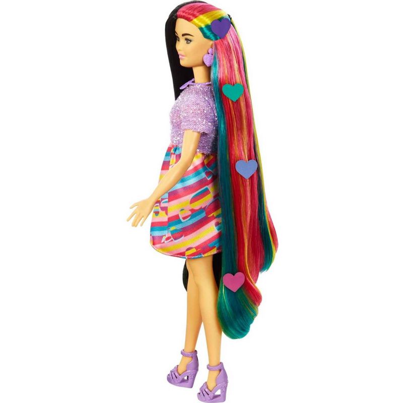 Barbie Totally Hair Flower-Themed Doll, Curvy, 8.5 Inch Fantasy Hair,